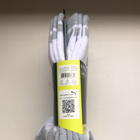 New Puma Socks Men’s Low Cut Socks 6 Pair White & Grey Athletic Casual Socks - Picture 3 of 12